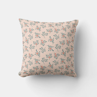 Errötendes Florales Teal Botanisches Muster Kissen