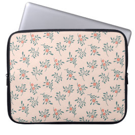 Errötendes Florales Teal Botanisches Muster Laptopschutzhülle