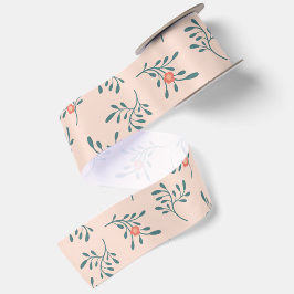 Errötendes Florales Teal Botanisches Muster Satinband