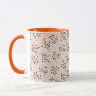 Errötendes Florales Teal Botanisches Muster Tasse
