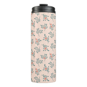 Errötendes Florales Teal Botanisches Muster Thermosbecher