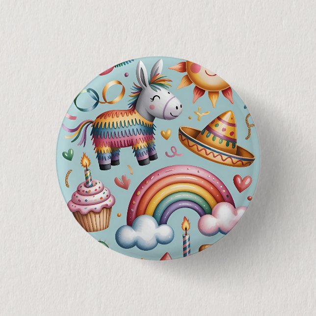 Errötendes geometrisches Muster Party-Papierteller Button (Vorderseite)