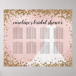 Errötendes Glitter-Brautkleid Braut Sitzordnung Poster