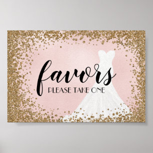Errötendes Glitter-Brautkleid Hochzeitsdusche-Gesc Poster