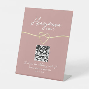 Errötendes Gold Flitterwochen-Fonds QR-Code Sockelschild