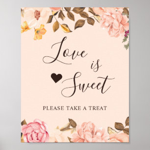 Errötendes Gold Florales Love Is Sweet Dessertbar  Poster