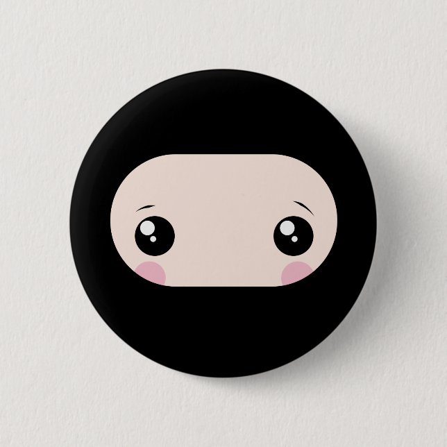Errötendes Kawaii Ninja Button (Vorderseite)