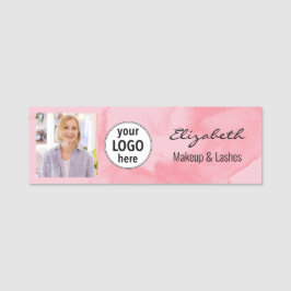 Errötendes Korallenrosa Wasserfarbfoto-Logo Namensschild
