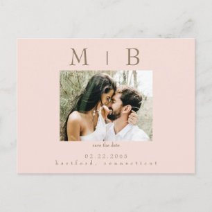Errötendes Monogramm Foto Hochzeit Termin vormerke Postkarte