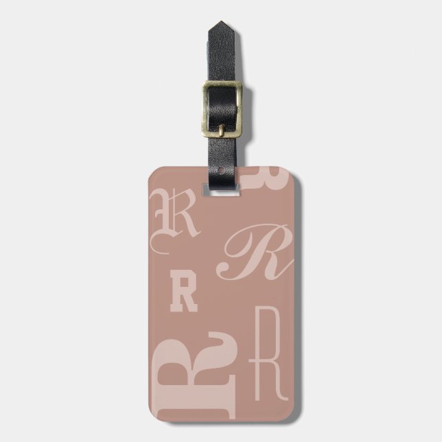 Errötendes personalisiertes Monogramm, typografisc Gepäckanhänger (Vorderseite vertikal)