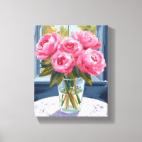 Errötendes Pfingstrosenbouquet | Rosa Blumenmalere