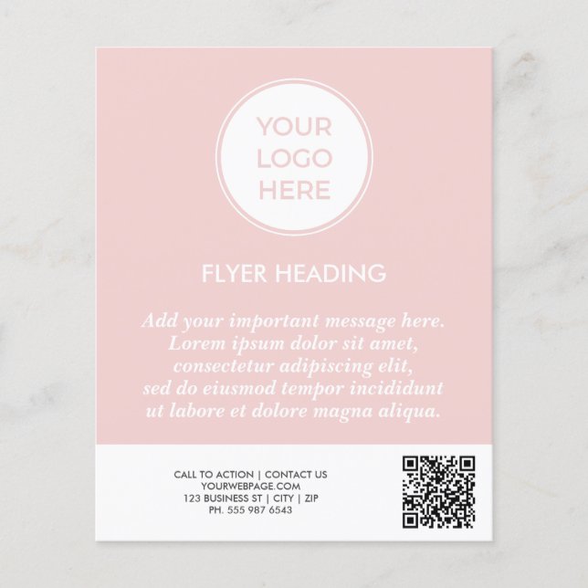 Errötendes Pink Geschäftslogo QR-Code Vorlage Flye Flyer (Vorne)