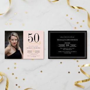 Errötendes Rosa 50 Und Fantastisch Foto Gold Folieneinladung