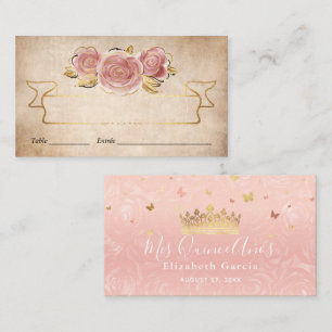 Errötendes Rosa Aquarell-Roségold-Elegantes Geleit Platzkarte