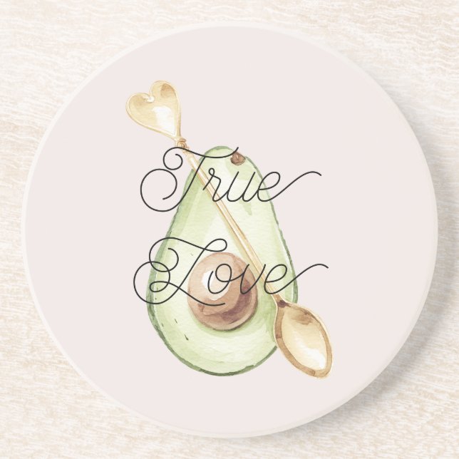 Errötendes Rosa Avocado-Herz-Löffel  Getränkeuntersetzer (Vorne)