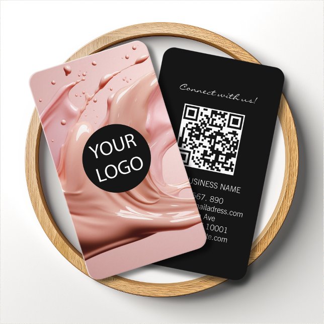 Errötendes Rosa-Beautysalon-Logo- QR-Code Visitenkarte (Blush Pink Beauty Salon Logo QR Code Business Card)