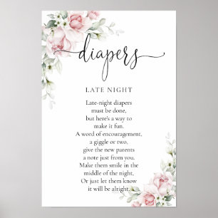 Errötendes Rosa Blumen Baby Shower Poster