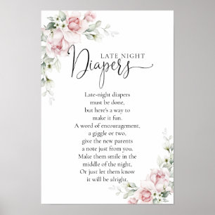 Errötendes Rosa Blumen Baby Shower Poster