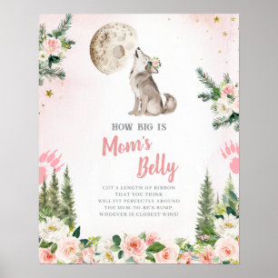 Errötendes Rosa Blumen Mond Wald Wolf Mamas Bauch Poster