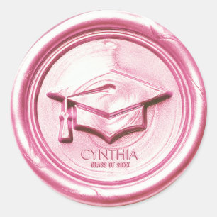 Errötendes Rosa Diplomkappe Wachssiegel Runder Aufkleber