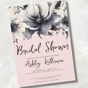 Errötendes Rosa Elegantes Florales Botanisches Bra Einladung