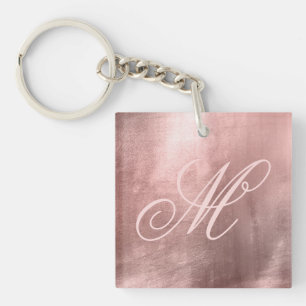 Errötendes Rosa Fancy Monogramm Roségold Folien Fo Schlüsselanhänger