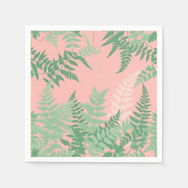Errötendes Rosa Farnblatt Botanisches Sage Grün Mo Serviette (Vorderseite)