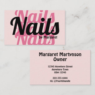 Errötendes Rosa Fette Typografie Nagelstudio Visitenkarte