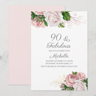 Errötendes Rosa Floral 90 und Fantastische Geburts Einladung