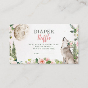 Errötendes Rosa Floral Mond Wald Wolf Windel Tombo Begleitkarte