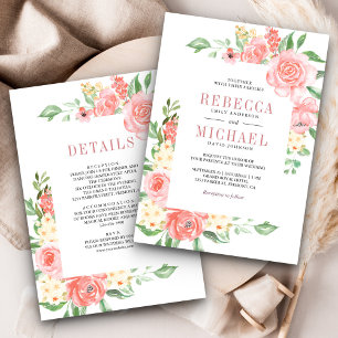 Errötendes Rosa Florales Blühen Rosen Alles in Ein Einladung