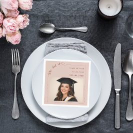 Errötendes rosa Foto Sie hat es geschafft Abschlus Serviette