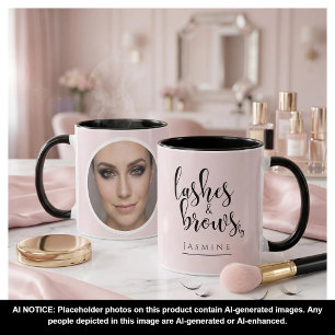 Errötendes Rosa Foto Wimpern und Augenbrauen Elega Tasse