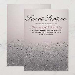 Errötendes Rosa Funkelndes Glitter Süße 16. Geburt Einladung
