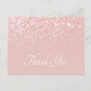 Errötendes Rosa Glitter Ombre Danke schön Postkarte