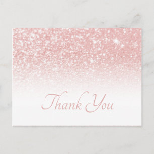 Errötendes Rosa Glitter Weiß Ombre Danke schön Postkarte