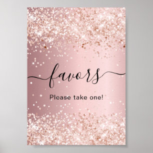 Errötendes rosa Glitterstaub-Partygeschenk-Schild Poster