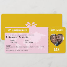 Errötendes Rosa & Gold Flugticket Junggesellinnena