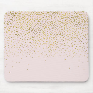 Errötendes Rosa & Gold Konfetti Moderne Glamour Tr Mousepad