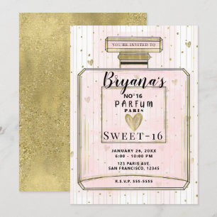 Errötendes Rosa & Gold Paris Parfum Sweet 16 Gebur Einladung