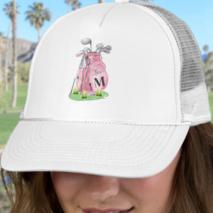 Errötendes Rosa Golf Anfangsmonogramm Truckerkappe