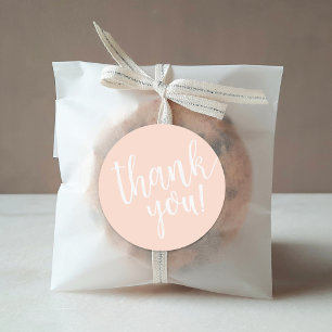 Errötendes Rosa Handgeschriebenes Skript Danke Runder Aufkleber