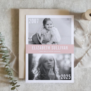 Errötendes Rosa Hin und wieder Foto-Collage Abschl Einladung