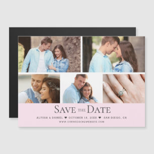 Errötendes Rosa Hochzeit Save the Date Foto-Raster Magneteinladung