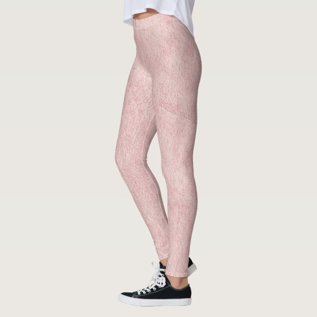 Errötendes Rosa Massive Texturierte Farbe Leggings (Links)