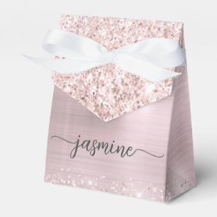 Errötendes Rosa Metall Roségold Glitter Monogramm  Geschenkschachtel