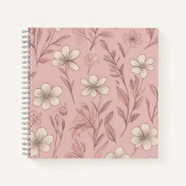 Errötendes Rosa Minimales Florales Muster Notizbuch