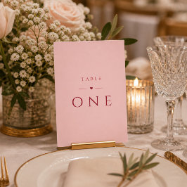 Errötendes Rosa Minimalistische Hochzeit Tischnumm Tischnummer