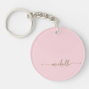 Errötendes Rosa Minimalistisches Gold Monogramm Na Schlüsselanhänger