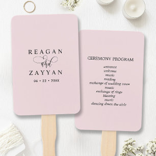 Errötendes Rosa Minimalistisches Hochzeitsprogramm Fächer